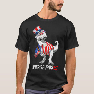 American Flag 4th Of July Rex Dinosaur Amerisaurus T-Shirt
