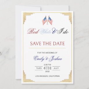 American Flag 4th of July Save the Date Invitation