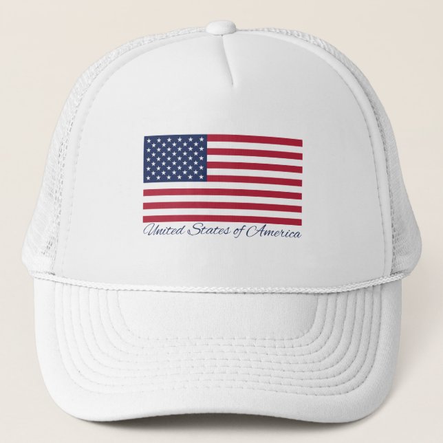 American Flag 4th of July  Trucker Hat (Front)