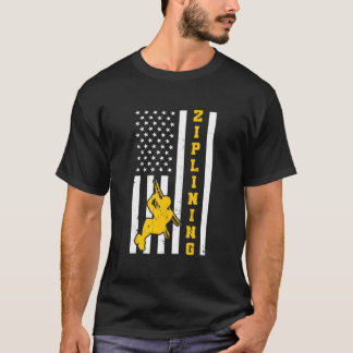 American Flag 4Th Of July Usa Ziplining T-Shirt