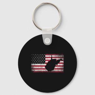 American Flag 4th Of July West Virginia Wv Vintage Key Ring