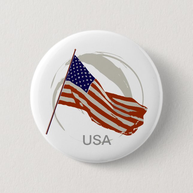 american flag 6 cm round badge (Front)
