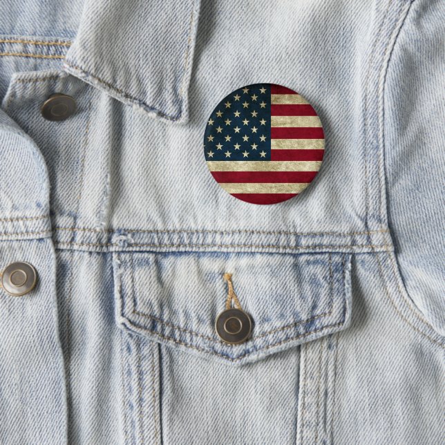 American Flag 6 Cm Round Badge (In Situ)