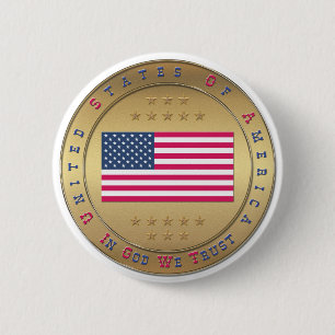 American Flag 6 Cm Round Badge
