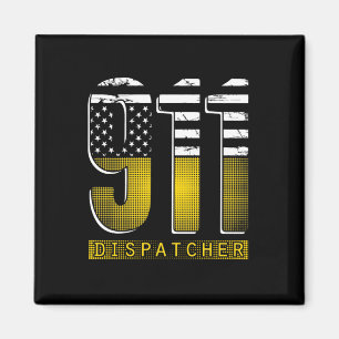 American Flag 911 Dispatcher Gold USA Magnet