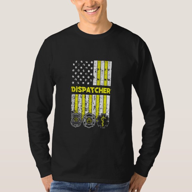 American Flag 911 Operator Dispatch Er Police Fire T-Shirt (Front)