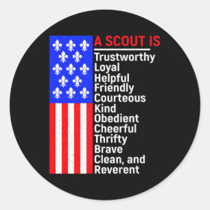 American Flag A Scout Is Trustworthy Friendly Cour Classic Round Sticker