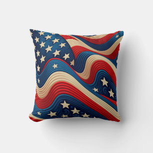 American Flag A Waving Patriotic Cushion