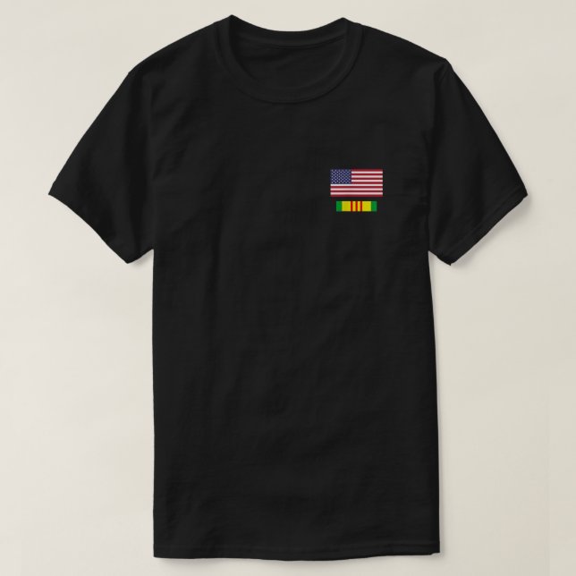 American Flag Above Vietnam Service Ribbon   T-Shirt (Design Front)