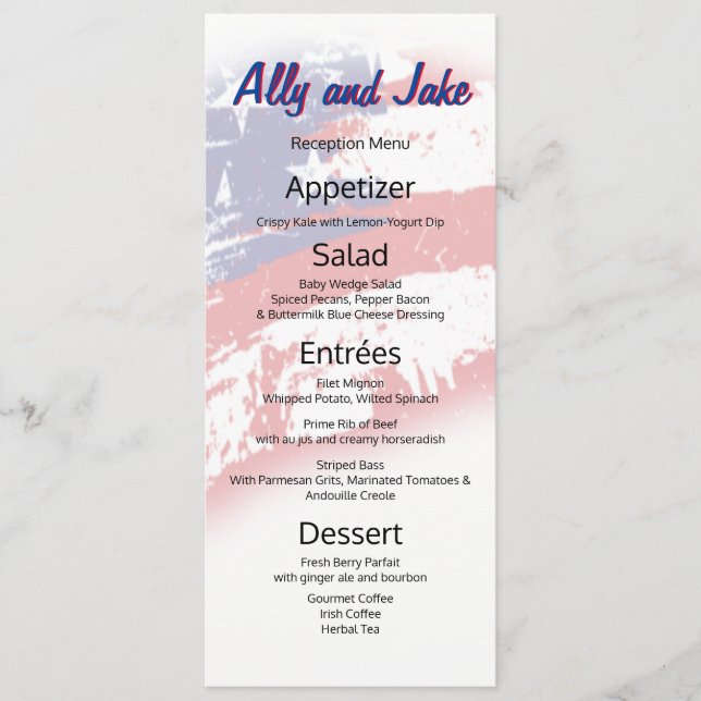 American Flag Abstract Distressed Reception Menu (Front)