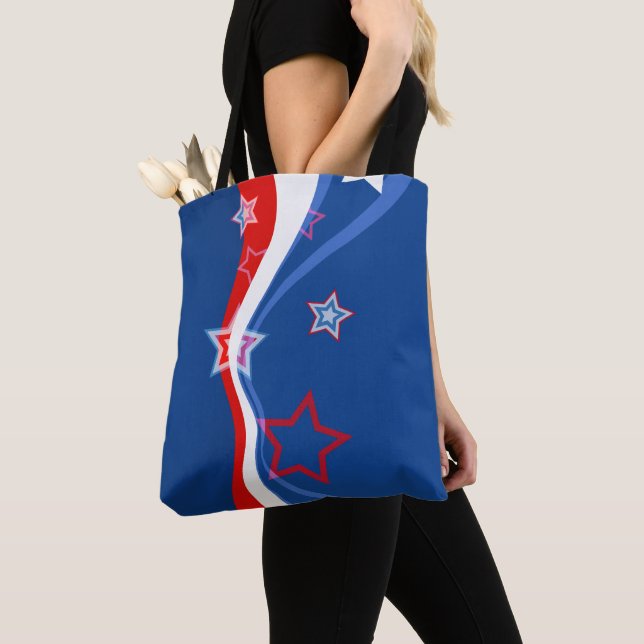 American flag abstract modern design tote bag (Close Up)