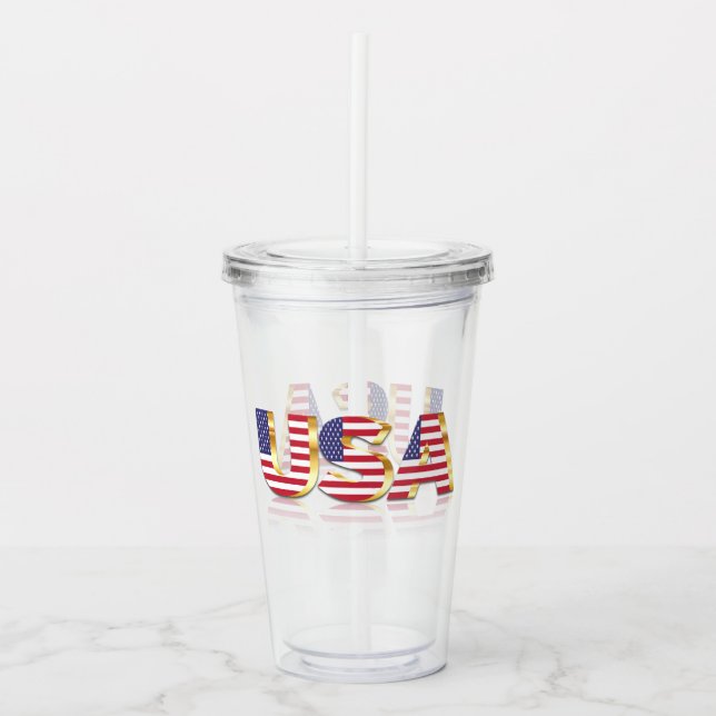 American Flag Acrylic Tumbler USA Patriotic (Front)