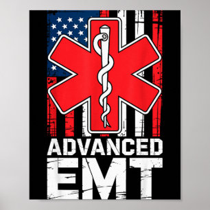 American Flag Advanced Emt Aemt Medical Technician Poster