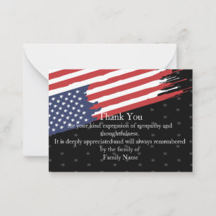 American Flag After Funeral Thank You Card