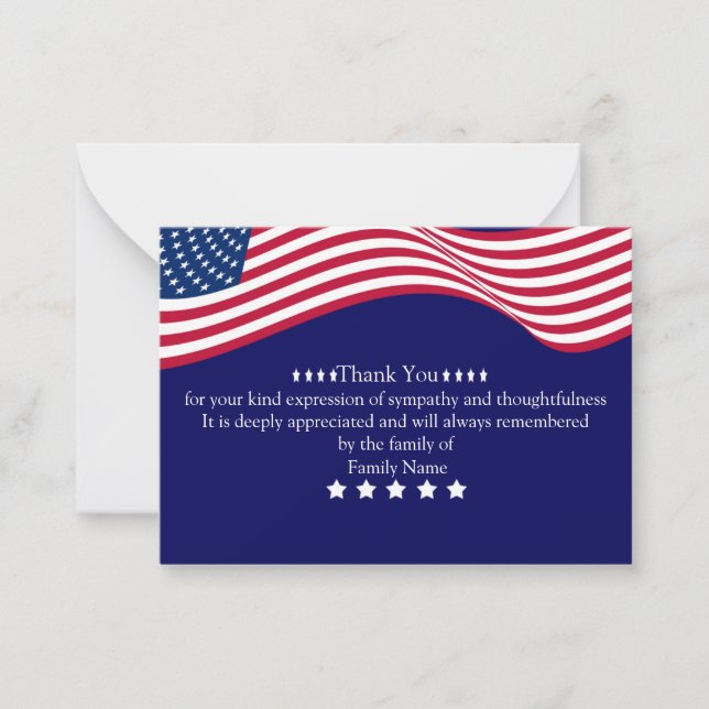 American Flag After Funeral Thank You Card (Front)