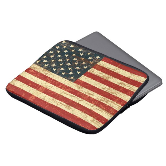 American Flag Aged Distressed Laptop Sleeve (Front Top)