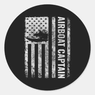 American Flag Airboat Captain Fanboat Airboating Classic Round Sticker