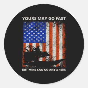 American Flag Airboat Fanboat Airboating Planeboat Classic Round Sticker