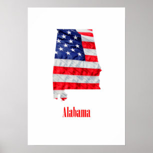 American Flag Alabama United States Poster