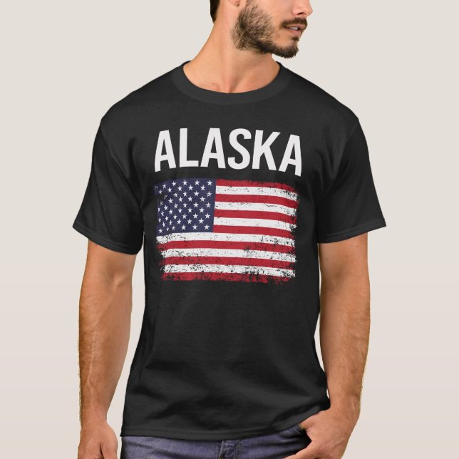 American Flag Alaska T-Shirt (Front)