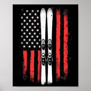 American Flag Alpine Skiing Skier _1 Poster