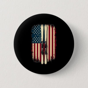 American Flag Alpine Skiing Skier _2  6 Cm Round Badge