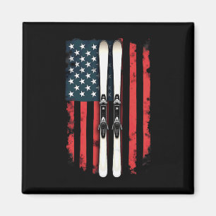 American Flag Alpine Skiing Skier _2 Magnet