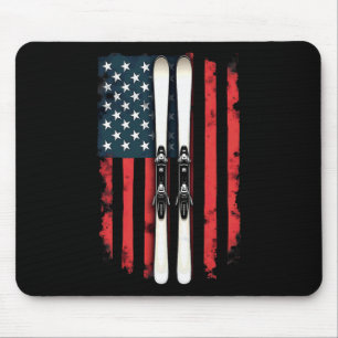 American Flag Alpine Skiing Skier _2  Mouse Mat