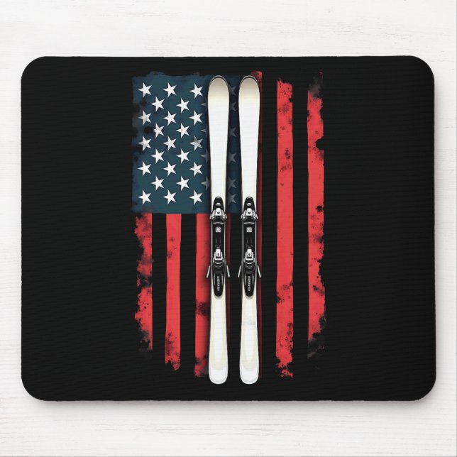 American Flag Alpine Skiing Skier _2  Mouse Mat (Front)