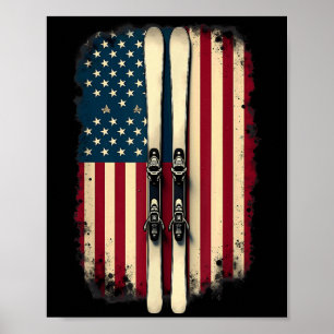 American Flag Alpine Skiing Skier _2 Poster