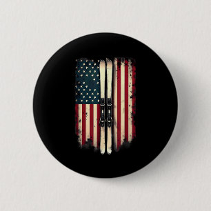 American Flag Alpine Skiing Skier _3  6 Cm Round Badge