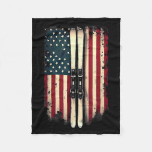 American Flag Alpine Skiing Skier _3 Fleece Blanket