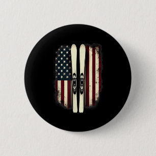 American Flag Alpine Skiing Skier _4  6 Cm Round Badge