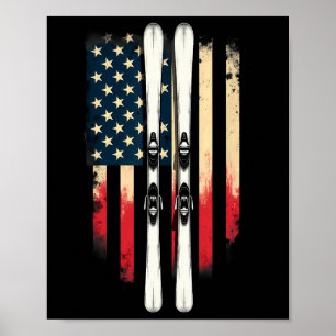 American Flag Alpine Skiing Skier _4 Poster