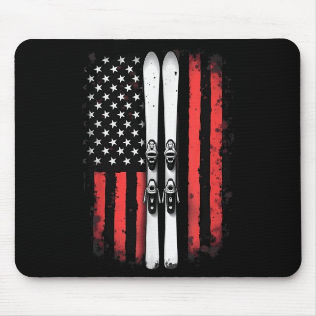American Flag Alpine Skiing Skier _5  Mouse Mat (Front)