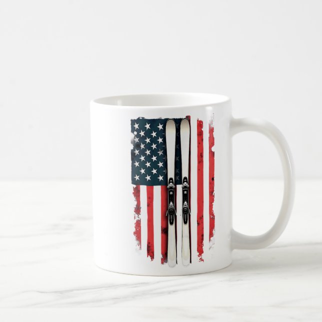 American Flag Alpine Skiing Skier _6  Coffee Mug (Right)