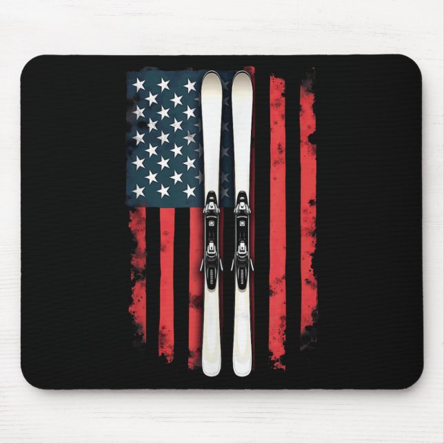 American Flag Alpine Skiing Skier _6  Mouse Mat (Front)