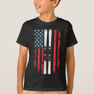 American Flag Alpine Skiing Skier _6  T-Shirt