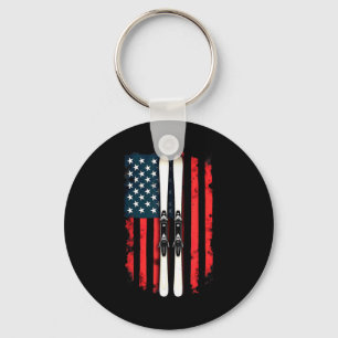 American flag alpine skiing skier American flag al Key Ring