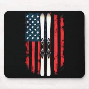 American flag alpine skiing skier American flag al Mouse Mat