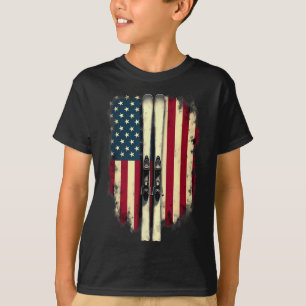 American Flag Alpine Skiing Skier T-Shirt