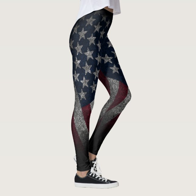 American Flag, America, Patriotic, Old Glory, Yoga Leggings (Right)