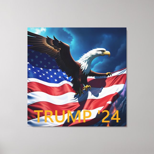 American Flag American Eagle TRUMP 2024 Canvas Print (Front)