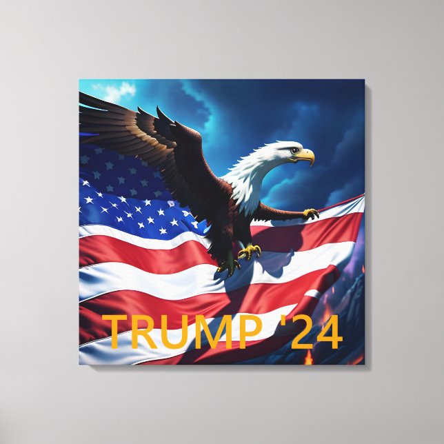 American Flag American Eagle TRUMP 2024 Canvas Print (Front)