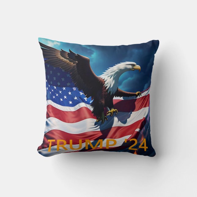American Flag American Eagle TRUMP 2024 Cushion (Front)