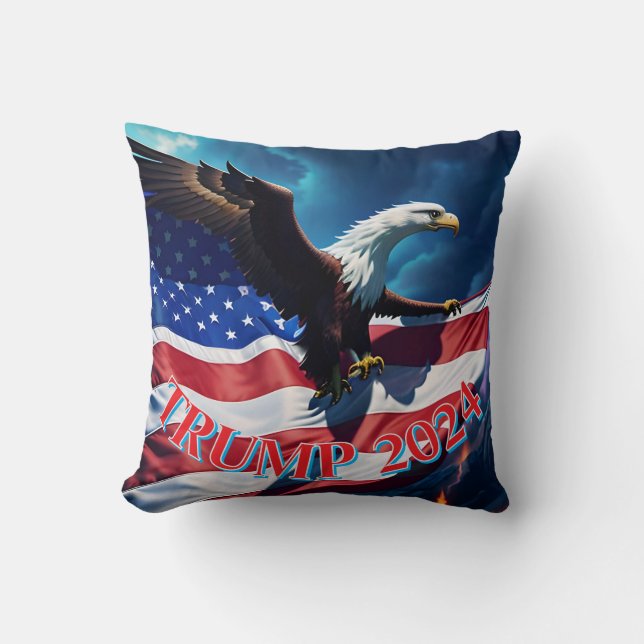 American Flag American Eagle TRUMP 2024 Cushion (Front)