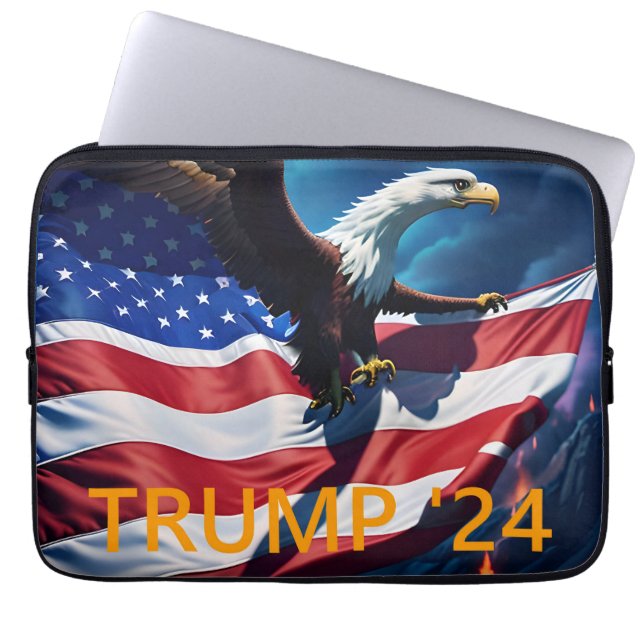 American Flag American Eagle TRUMP 2024 Laptop Sleeve (Front)