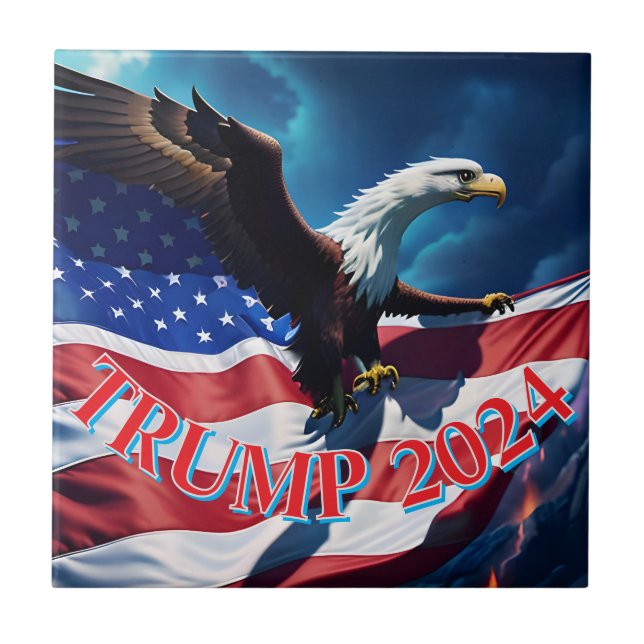 American Flag American Eagle TRUMP 2024 Tile (Front)