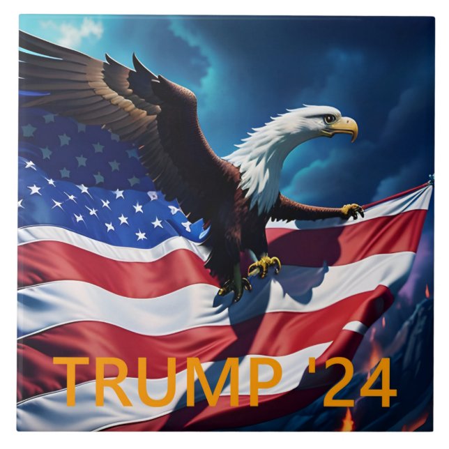 American Flag American Eagle TRUMP 2024 Tile (Front)