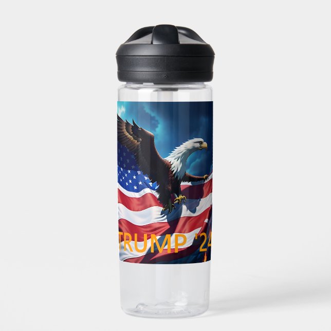 American Flag American Eagle TRUMP 2024 Water Bottle (Front)